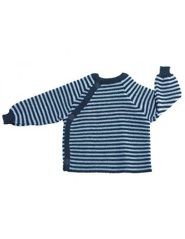 Pullover baby in lana Merino - col. righe blu / azzurro