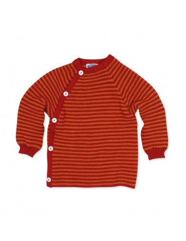 Pullover baby in lana Merino - col. righe rosso/arancio