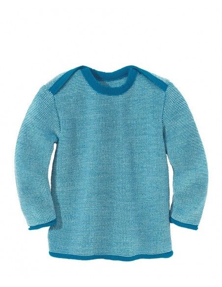 Maglione melange in lana Merino- col. azzurro