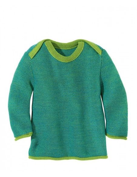Maglione melange in lana Merino- col. verde/blu