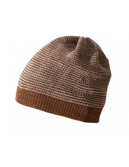 Cappello Beanie in lana Merino - col. nocciola melange