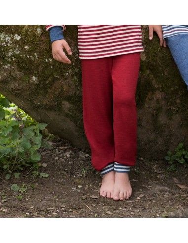 Pantalone lungo in lana Merino -col. rosso melange