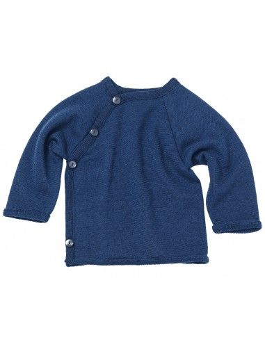 Pullover baby in spugna di lana/ seta -col. blu