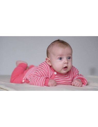 Pullover baby in lana Merino - righe toni rosa candy