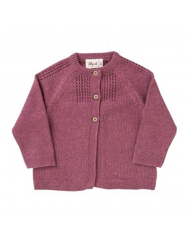 Cardigan baby in cotone - col. bacca