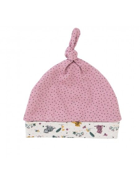 Cappellino baby in cotone con nodino - col. rosa