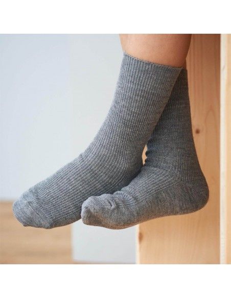 Calzino in cotone misto lana - col. grigio melange