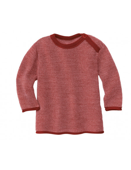Maglione melange in lana Merino- col. bordeaux-rosa