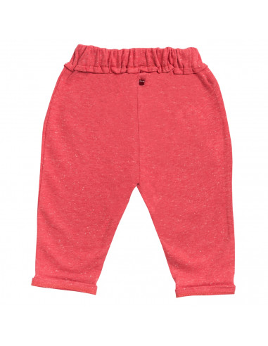 Pantalone baby in cotone biologico - col. rosso chiaro melange