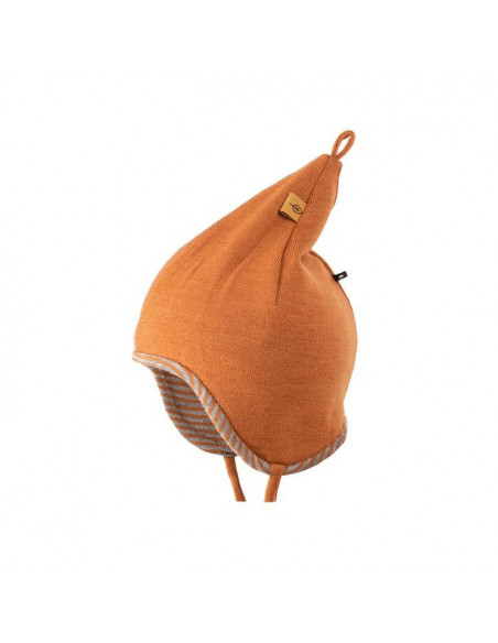 Cappello baby a punta in lana seta - col. caramel