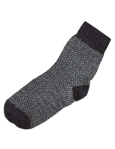 Calzino adulto in lana mini rombi nero/ grigio