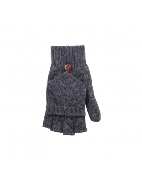 Guanti mezze dita adulto con patta in lana Merino -col. antracite