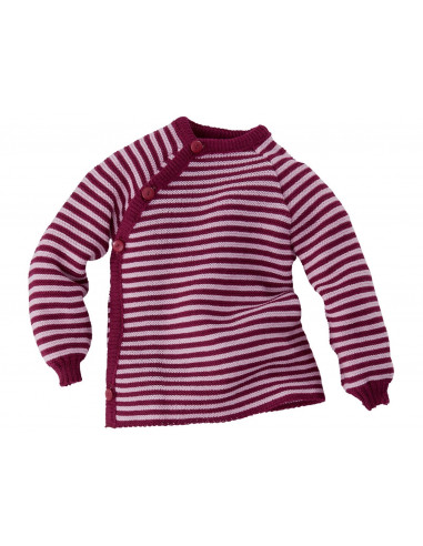 Pullover baby in cotone col. righe rosa/ bacca