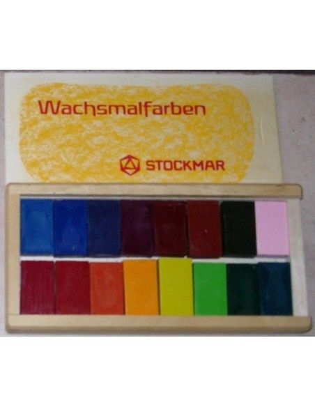 Mattoncini di cera Stockmar da 16 colori in cassetta di legno