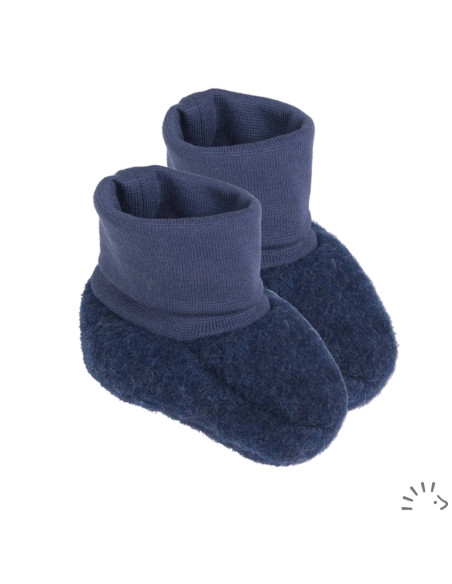 Scarpine neonato in pile di lana - col. blu