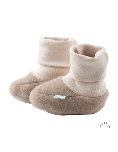 Scarpine neonato in pile di lana - col. beige