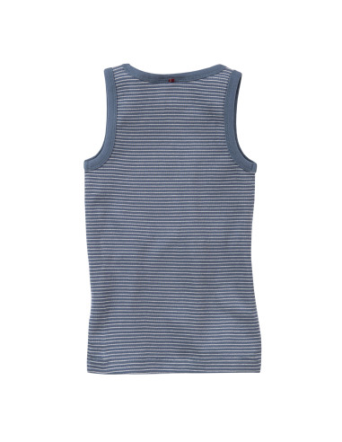 Canottiera bambino in cotone bio - col. blu fumo rigato
