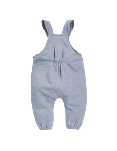 Salopette baby in cotone biologico - col. azzurro-grigio