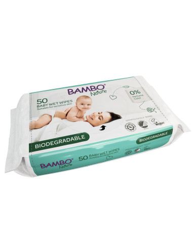 Salviettine umidificate 100% biodegradabili Bambo Nature -pacco scorta