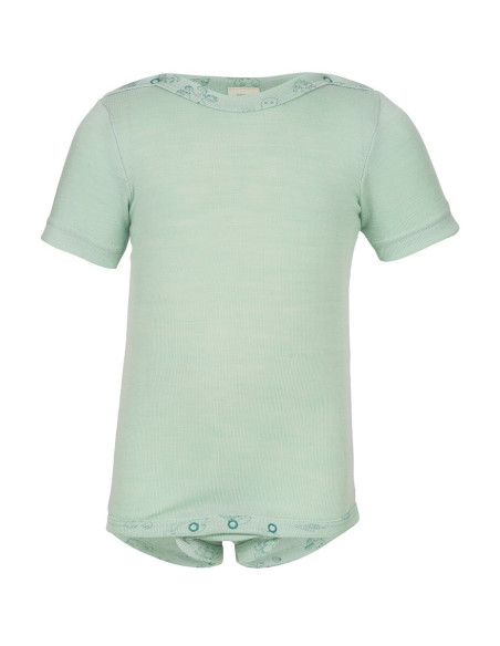 Body baby a manica corta in lana seta - col. verde menta