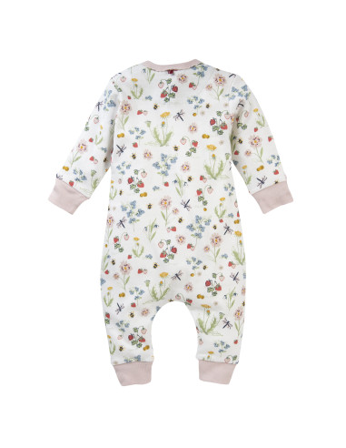 Tutina intera in cotone biologico "Flowery" - col. bianco fantasia