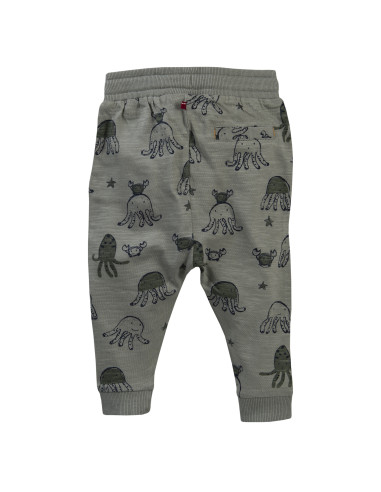 Pantalone morbido in cotone bio "Octopus" - col. verde kaki fantasia
