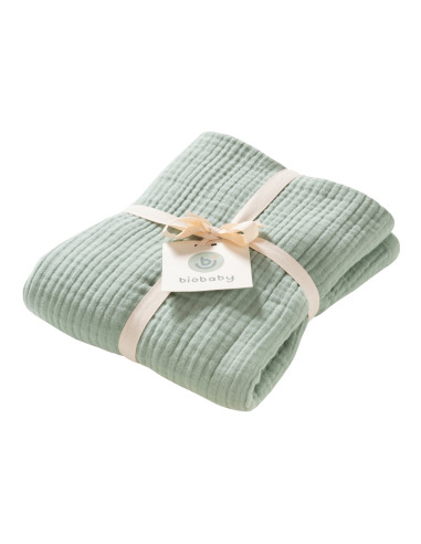 Copertina in mussola di cotone biologico 105x105cm - col. menta