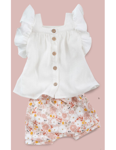 Baby shorts in cotone bio - col. rosa fantasia