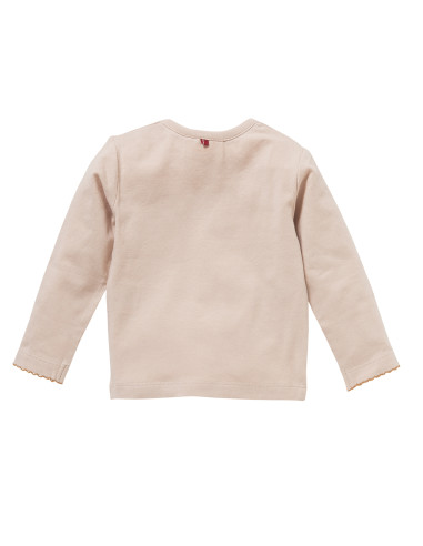 Maglietta baby a manica lunga in cotone bio "Volpe - col. rosa cipria