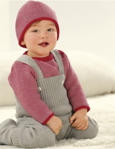 Pantalone in lana Merino con pettorina e bretelle -col. grigio