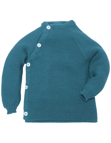 Pullover baby in lana Merino - col. verde smeraldo