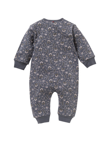 Tutina intera in cotone bio "Foglie" - col. grigio ardesia