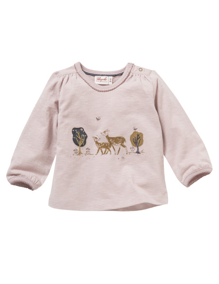 Maglietta baby in cotone bio "Cervi - col. rosa chiaro