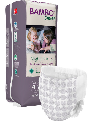 Bambo Dreamy Night Pants GIRL - 4-7 anni (15-35kg) - 60 pezzi