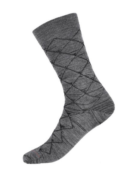 Calzino in lana-cotone bio a rombi - col. grigio melange
