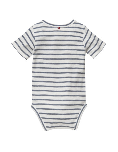Body a manica corta in cotone bio Tricheco -col. bianco a righe