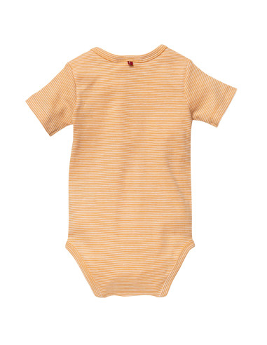 Body a manica corta in cotone bio "Cuore" -col. giallo a righe