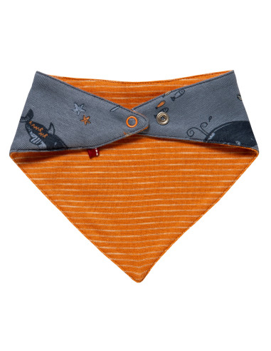 Triangolo sciarpa in cotone bio "Sealife" -col. blu oceano