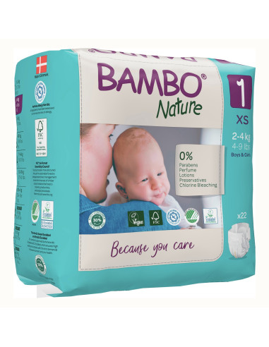 Pannolini ecologici Bambo Nature Eco friendly Taglia 1 (2-4 kg) - pacco scorta