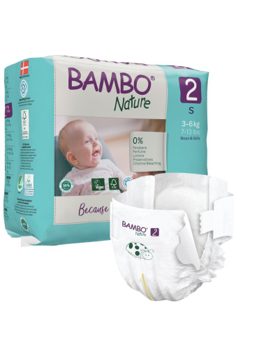 Pannolini ecologici Bambo Nature Eco friendly Taglia 2 (3-6 kg) - pacco scorta