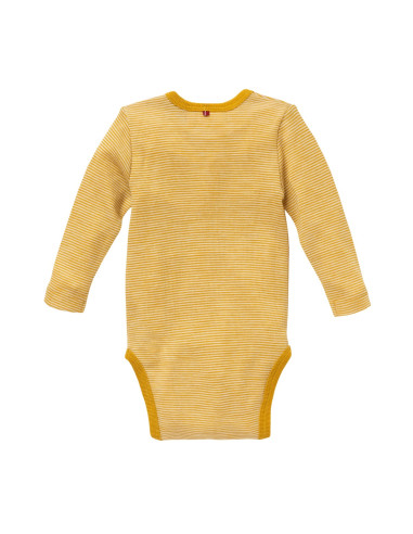 Body a manica lunga in lana/seta bio -col. giallo a righe