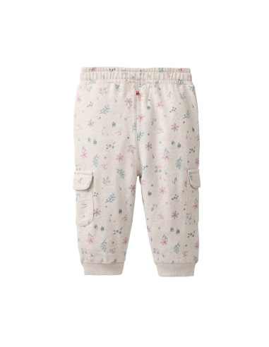 Pantalone cargo baby in cotone bio felpato - col. beige fantasia