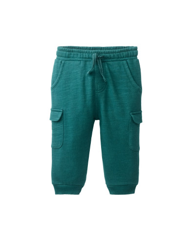 Pantalone cargo baby in cotone bio felpato - col. verde
