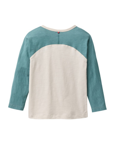Maglietta lunga in cotone bio "T-Rex" - col. sabbia /verde