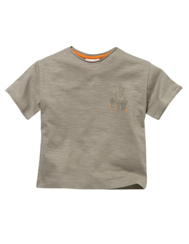 T-Shirt in cotone bio "Cactus" - col. verde kaki