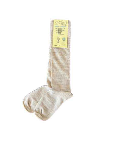 Calzini lunghi in lana mista cotone bio - col. beige melange