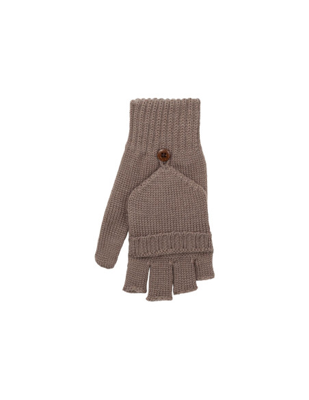 Guanti bambino a mezze dita con patta in lana Merino -col. cashmere