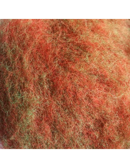 Lana cardata arancio - verde chiaro melange 61207