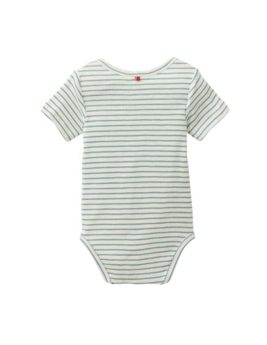 Body manica corta in cotone bio "Leone" -col. bianco/ menta