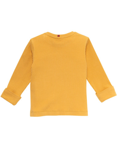 Maglietta lunga in cotone bio a costine - col. giallo